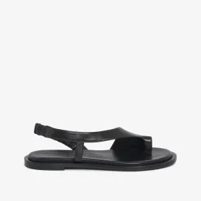 Black women's leather flip flop sandal