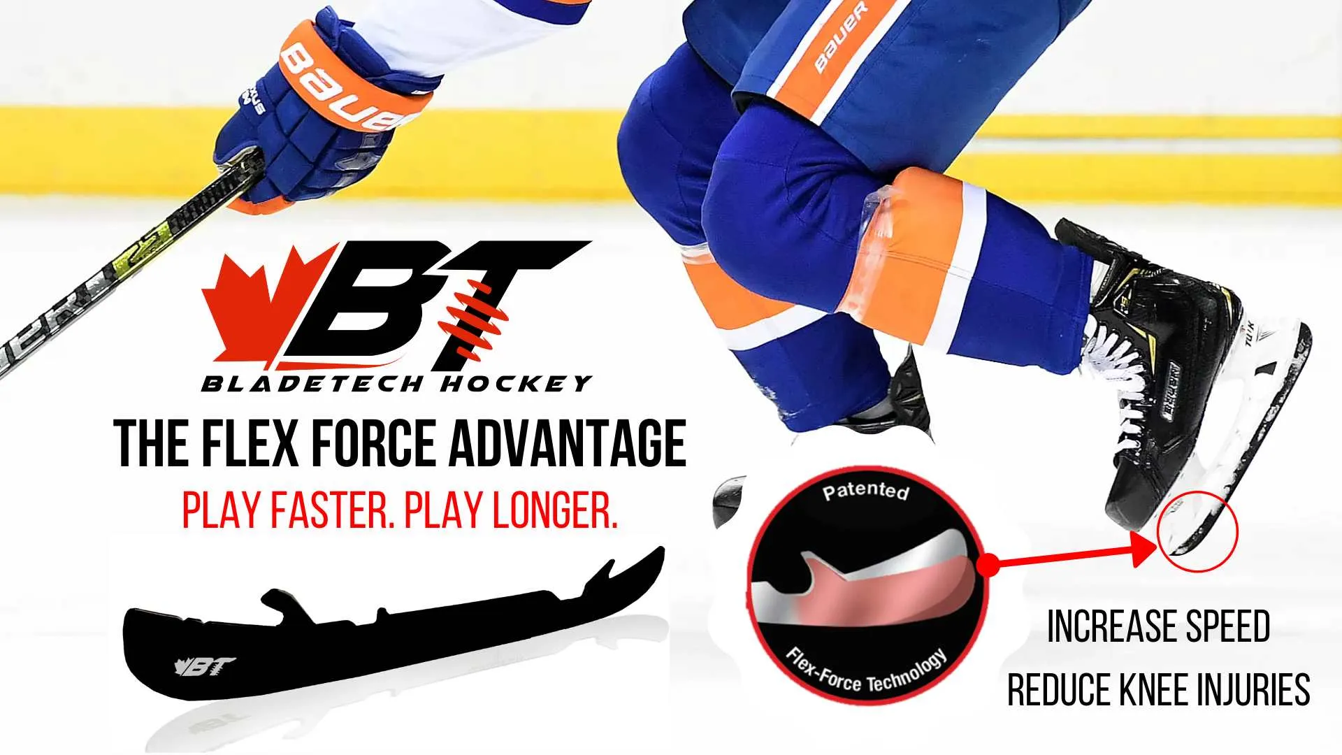 Bladetech Hockey DLC Mirrored Black High Performance Flexible Black Steel Skate Blades