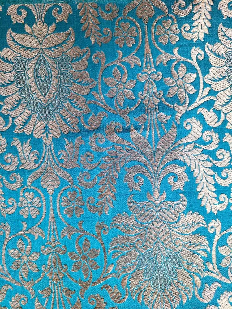 Blue Banarasi Silk Fabric ( 1 Mtr )