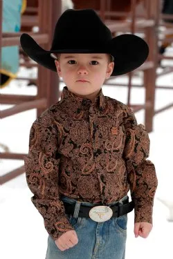 Boy's CINCH MATCH DAD PAISLEY PRINT BUTTON-DOWN WESTERN SHIRT