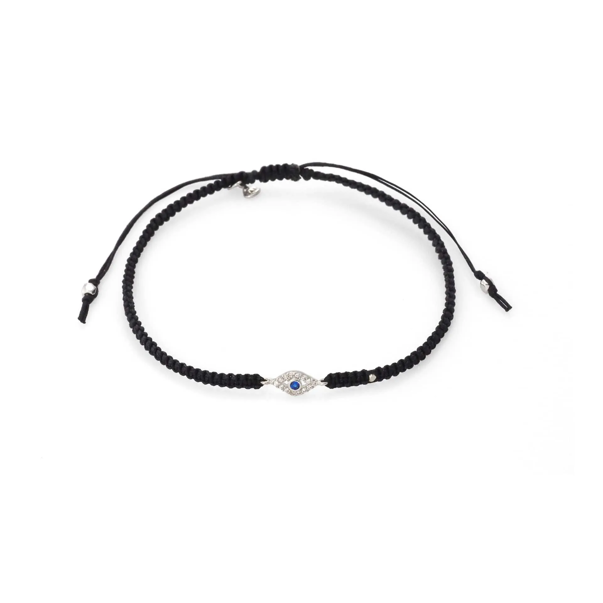 Braided Silk Cord Bracelet With Mini Evil Eye