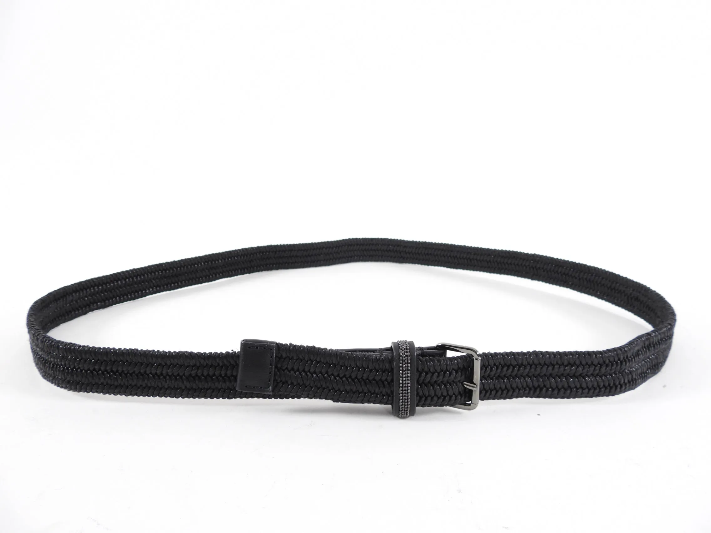 Brunello Cucinelli Black Braided Leather Belt - M / L