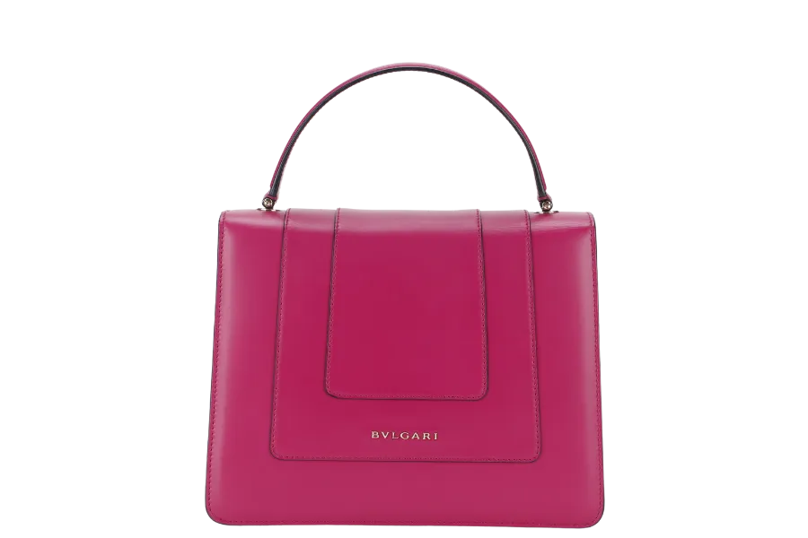 BVLGARI SERPENTI FOREVER LARGE MAGENTA LEATHER GOLD HARDWARE WITH STRAP, DUST COVER, MIRROR AND RAINCOAT