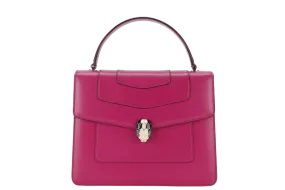 BVLGARI SERPENTI FOREVER LARGE MAGENTA LEATHER GOLD HARDWARE WITH STRAP, DUST COVER, MIRROR AND RAINCOAT