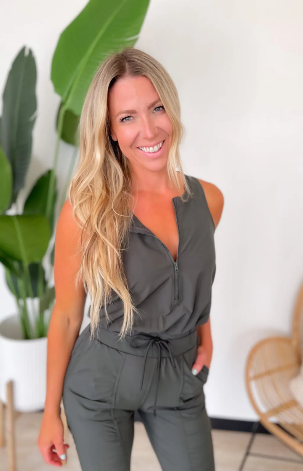 Cami Athletic Olive Jumpsuit