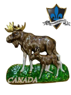 Canada Moose with baby metal Magnet.