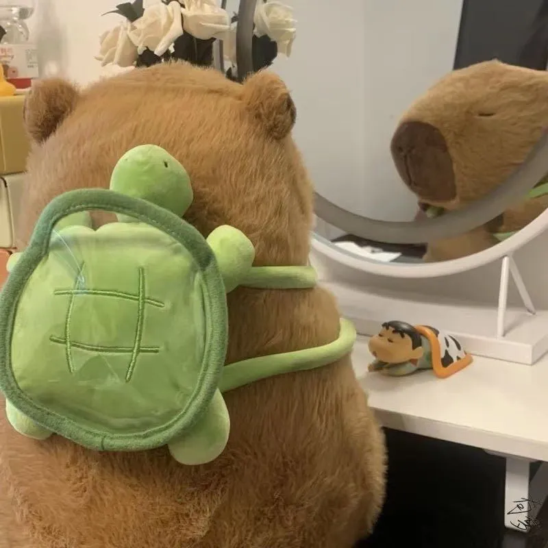 Capybara with Turtle Backpack Doll Plushie