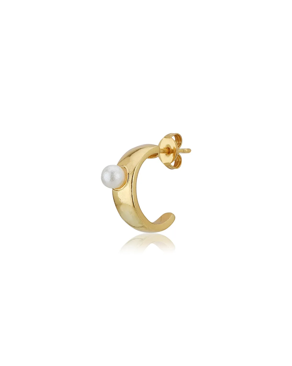 Carlton London 18Kt Gold Plated Classic Half Hoop Earrings With Pearl