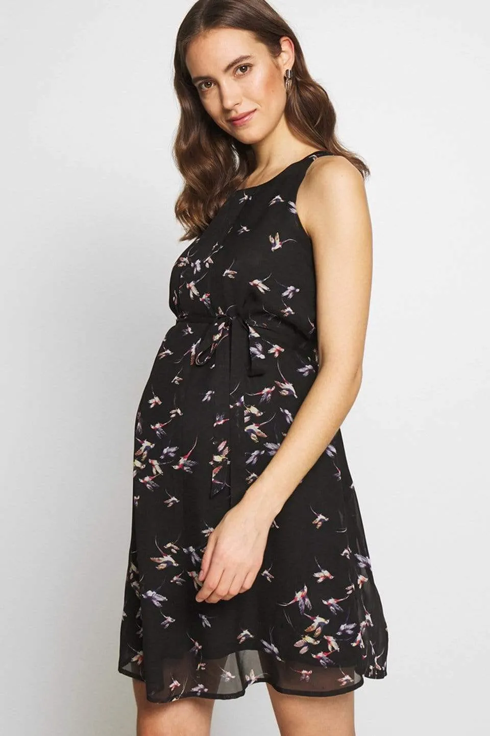 Carmene Printed Sleeveless Nursing Dress Black Print