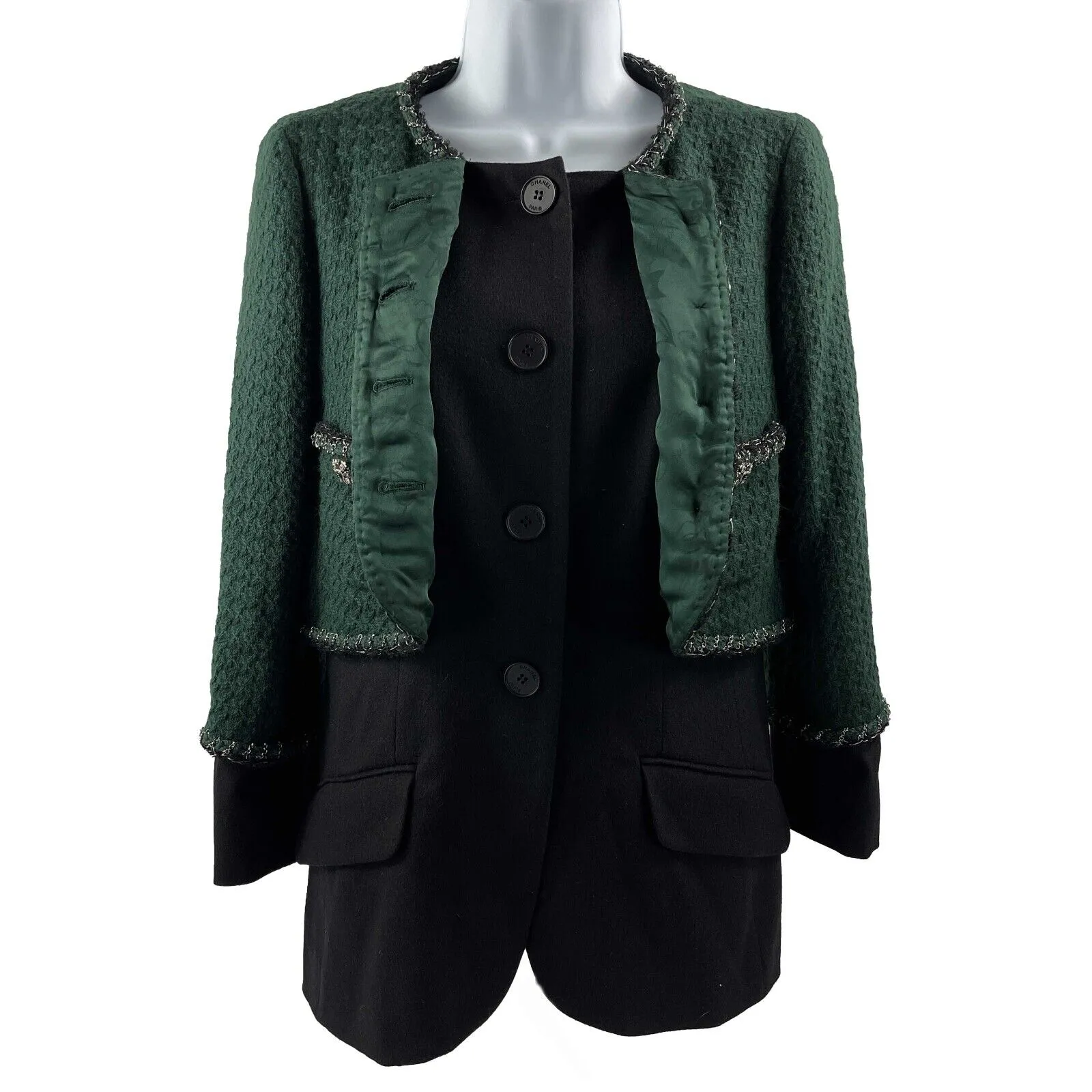 CHANEL - 2011 11A Runway Tweed Gripoix Button CC Layered Blazer Jacket 38 US 8