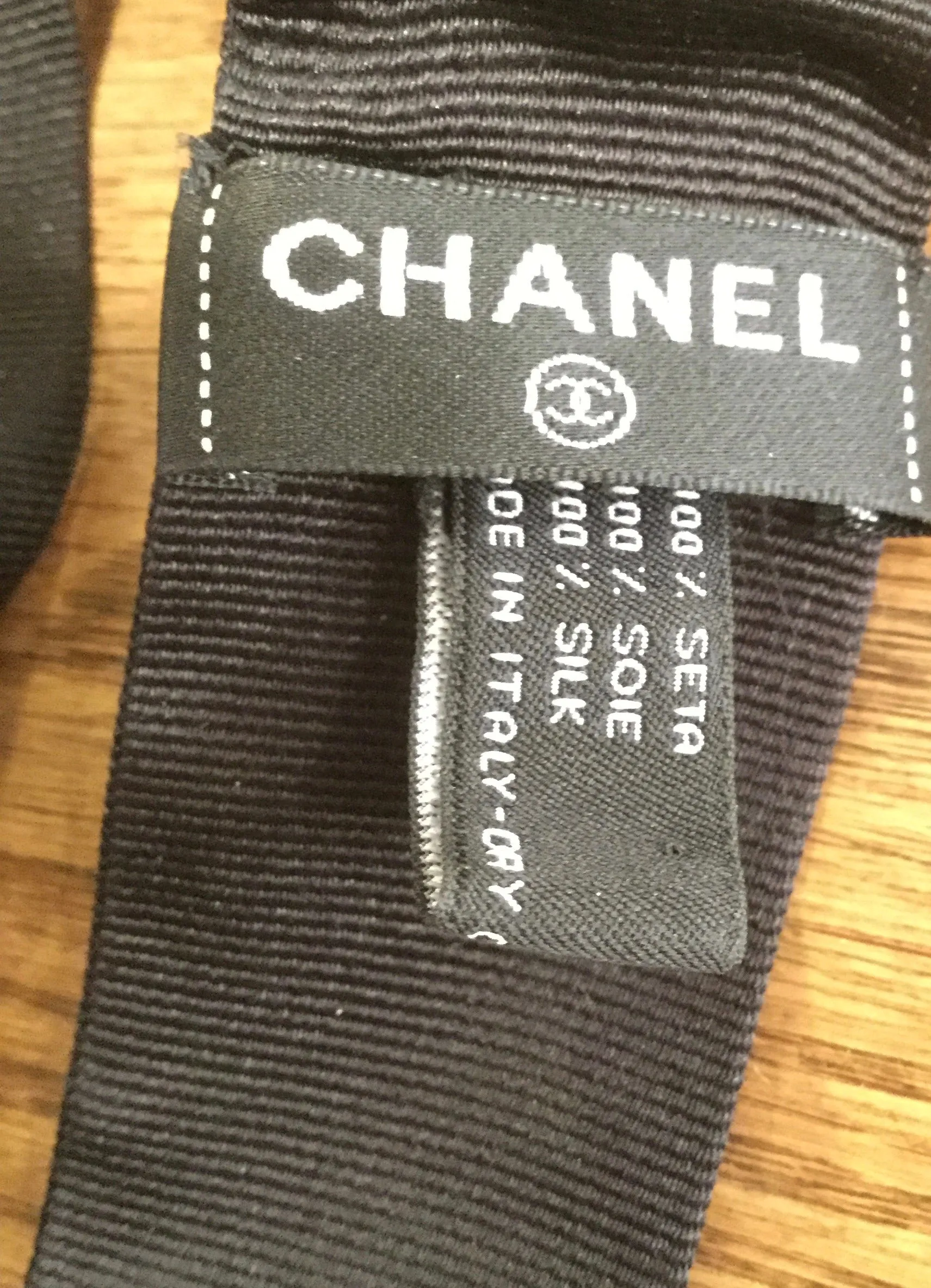 Chanel Black Silk grosgrain ribbon 2015 15A CC logo wide headband hair accessory