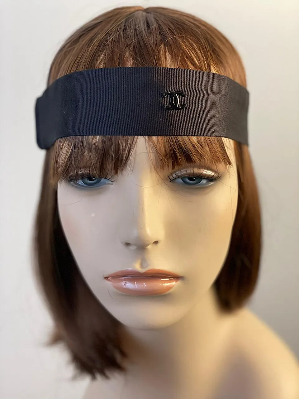 Chanel Black Silk grosgrain ribbon 2015 15A CC logo wide headband hair accessory