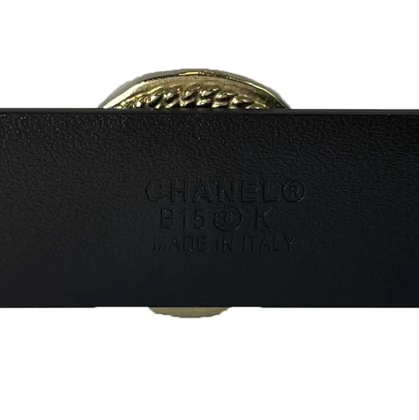 CHANEL - Excellent - B15K Quilted Medallion CC Coin - Black Belt - Size 80 - 32