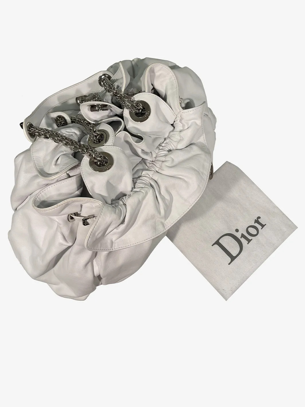 Christian Dior White leather bag with ruffles