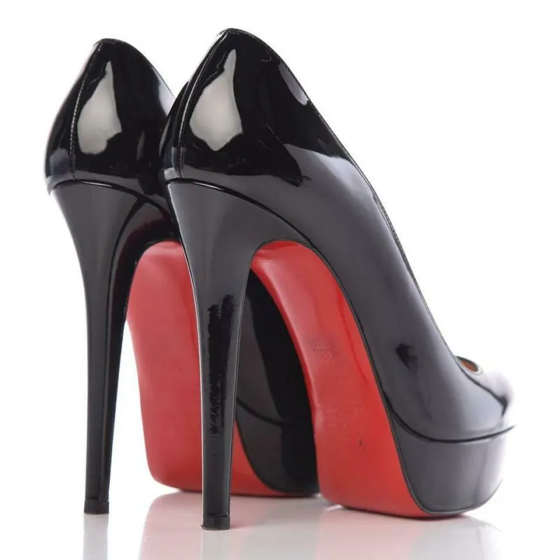 Christian Louboutin Black Patent Bianca 140 Pumps Platforms