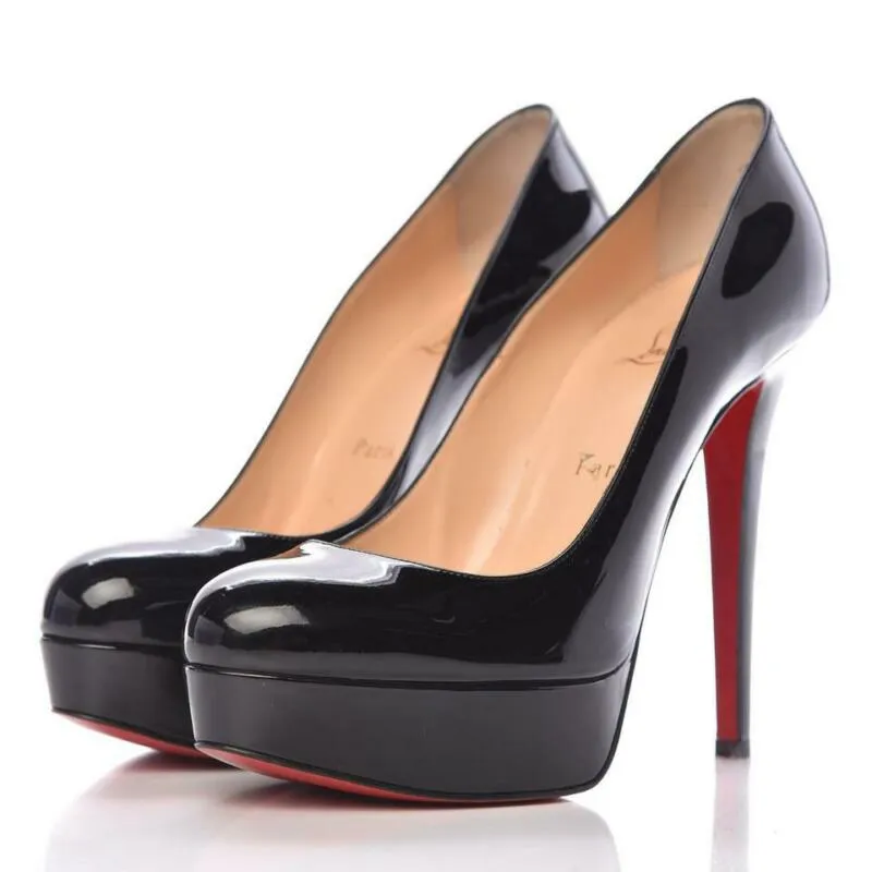 Christian Louboutin Black Patent Bianca 140 Pumps Platforms