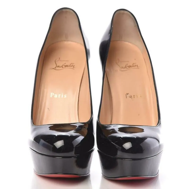 Christian Louboutin Black Patent Bianca 140 Pumps Platforms