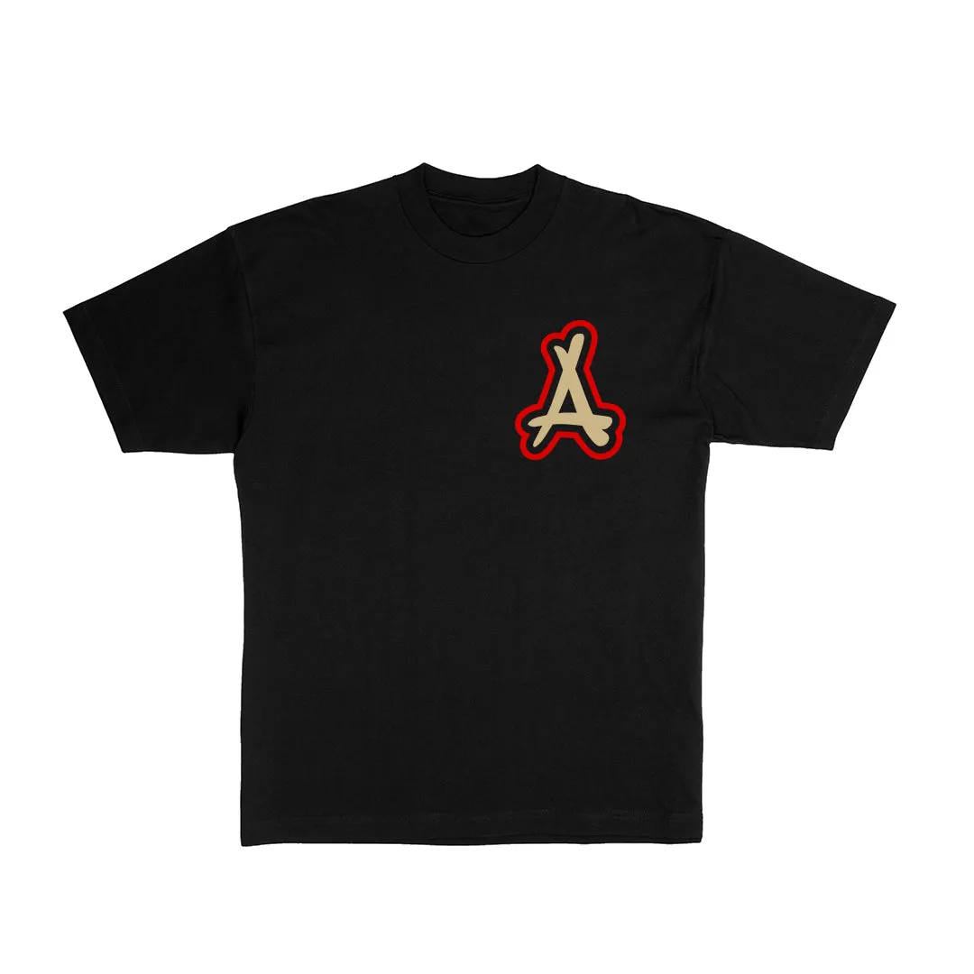 CLASSIC A TEE BLACK (Tan & Red)