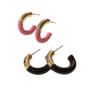 Color Blocking Half Hoop Earrings