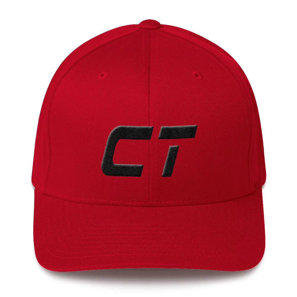 Connecticut - Structured Twill Cap - Black Embroidery - CT - Many Hat Color Options Available