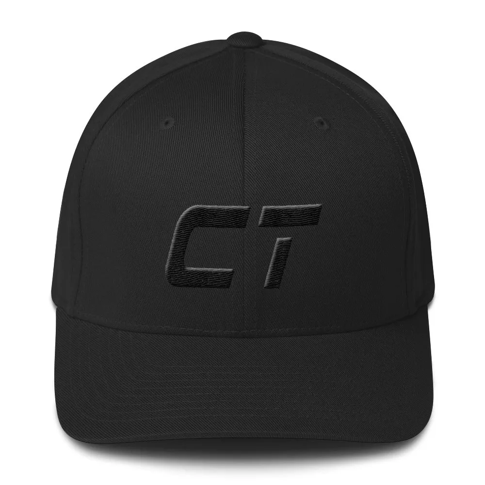 Connecticut - Structured Twill Cap - Black Embroidery - CT - Many Hat Color Options Available