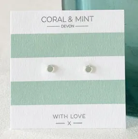 Coral And Mint Mini Mint Enamel Circle Studs Silver Plating