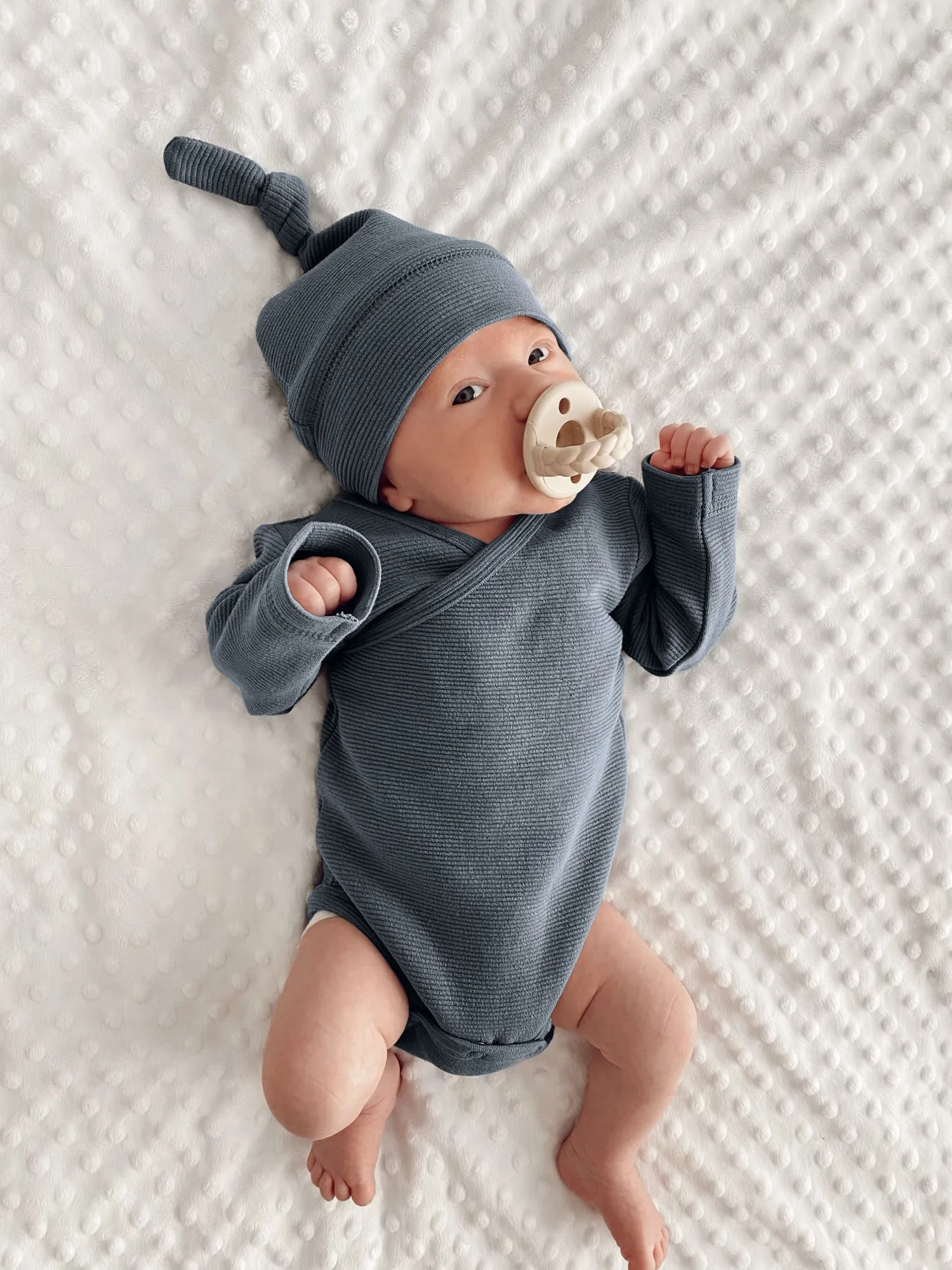 Corduroy Wrap Bodysuit in Moonstone