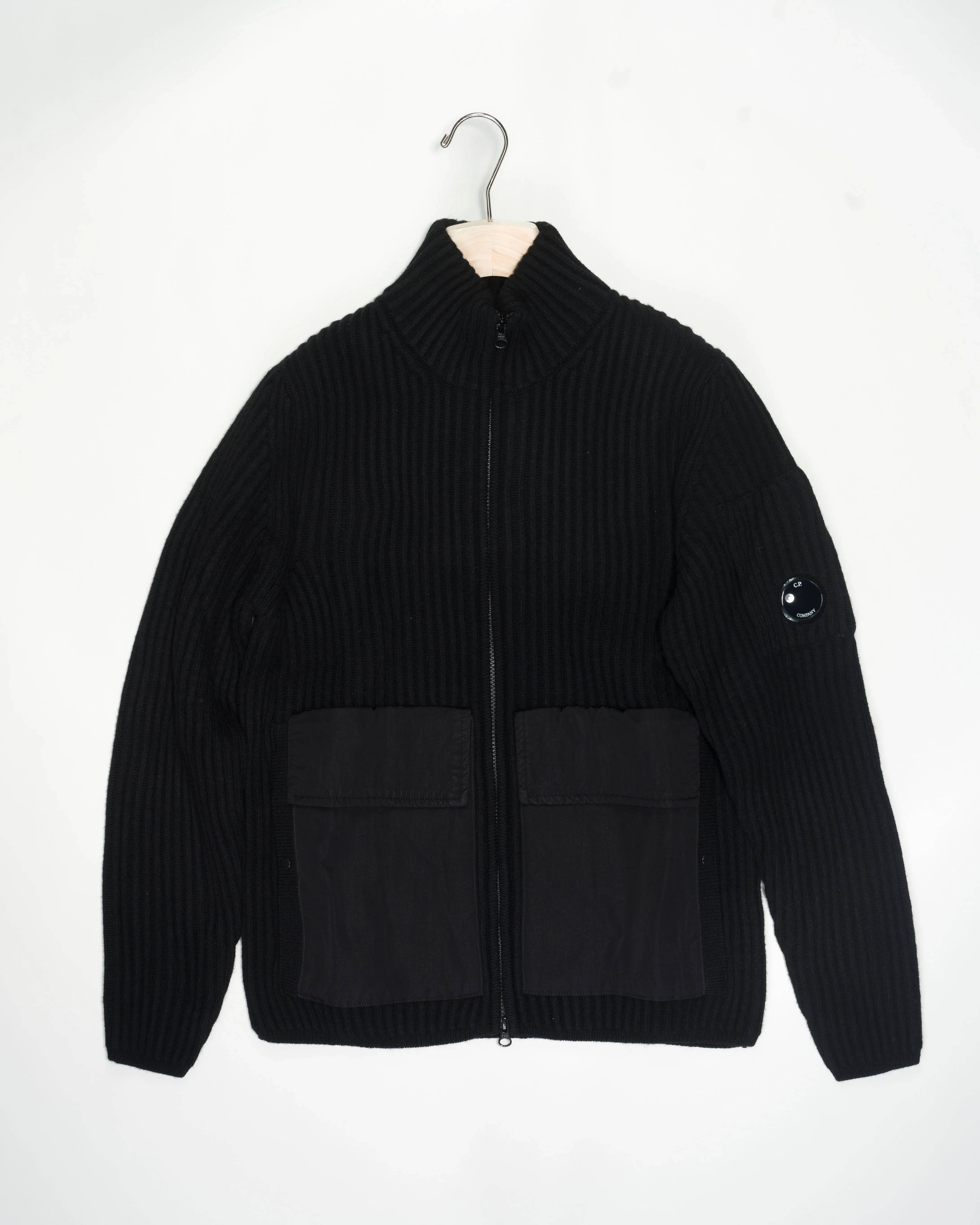 C.P. Company Lambswool Mixed Zipped Knit / Black