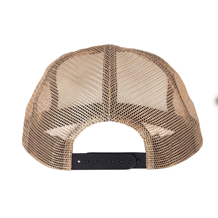 Creature Logo Mesh Trucker High Profile Hat White/Tan/Black