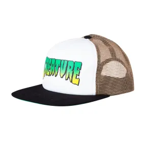 Creature Logo Mesh Trucker High Profile Hat White/Tan/Black