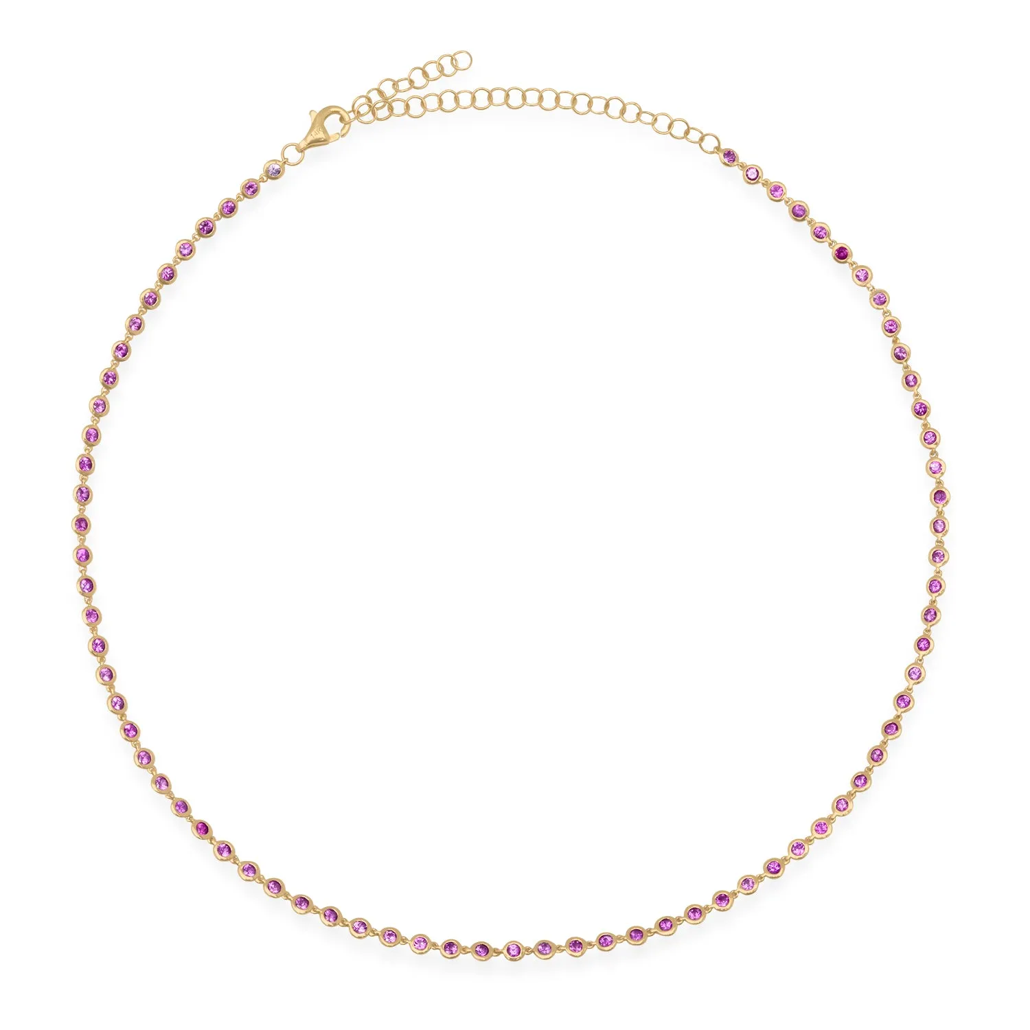 Dainty Bezel Set Pink Sapphire Chain Necklace