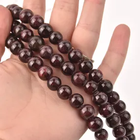 Dark Garnet Half Strand, Round Gemstone Beads, 8 long gem0826