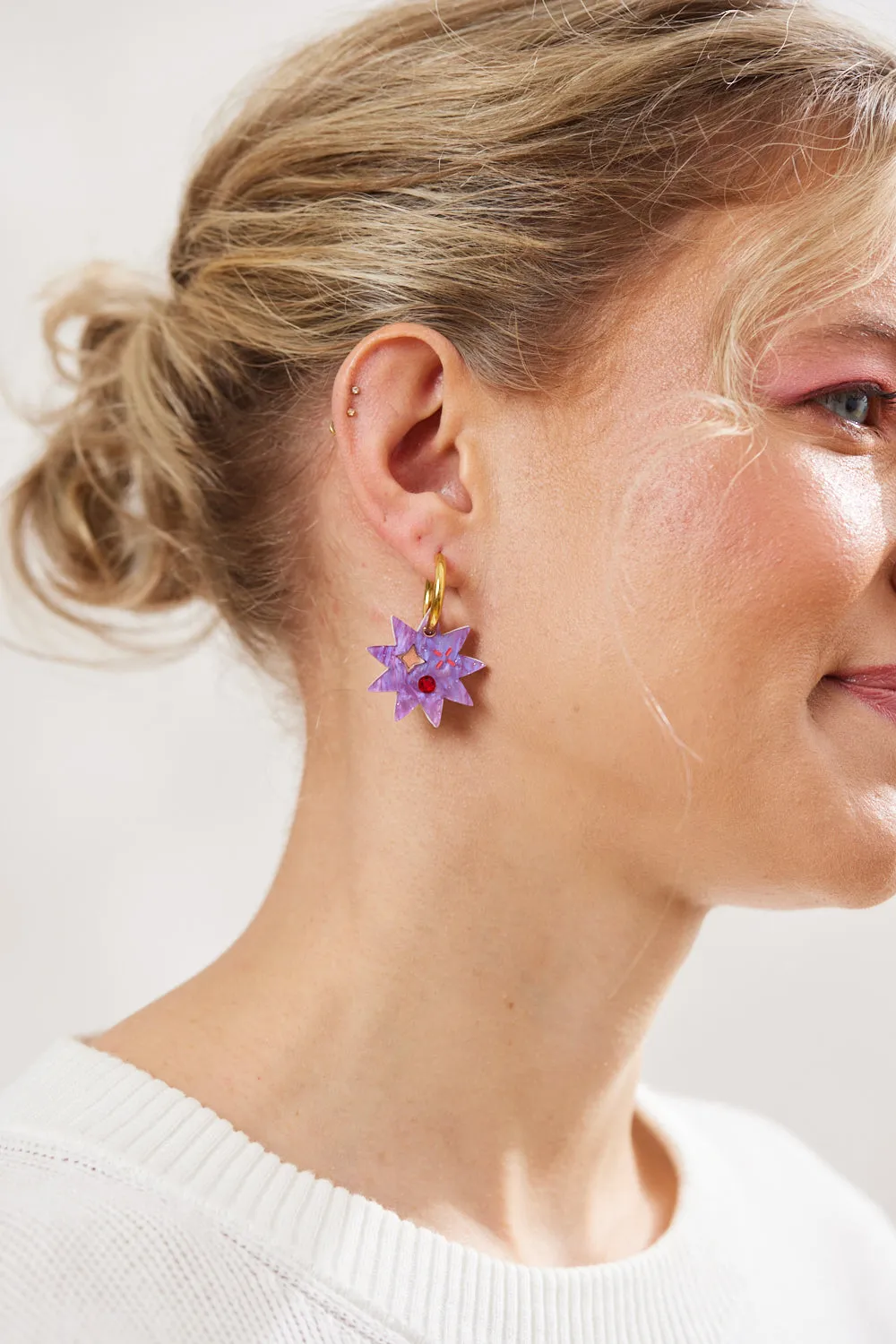 Day Star Earrings - Purple