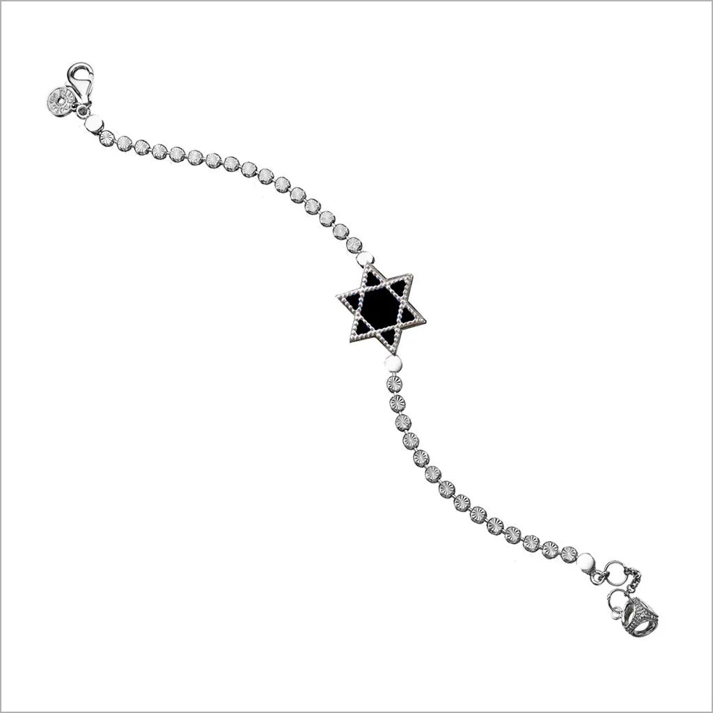 Diamanté Star of David Charm Bracelet in Sterling Silver