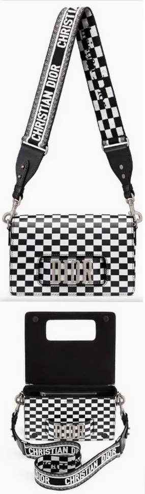 'Dio(r)evolution' Flap Bag with Slot Handclasp in Black and White Printed Calfskin