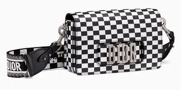 'Dio(r)evolution' Flap Bag with Slot Handclasp in Black and White Printed Calfskin