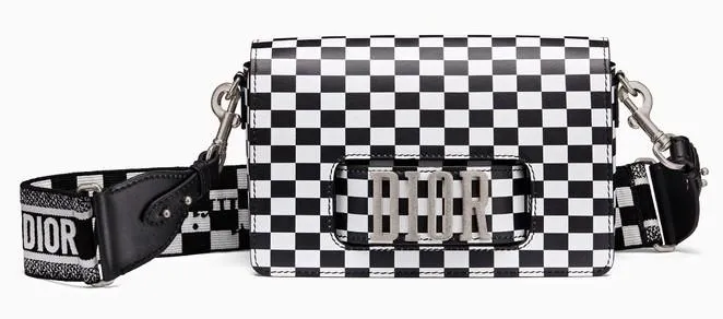 'Dio(r)evolution' Flap Bag with Slot Handclasp in Black and White Printed Calfskin