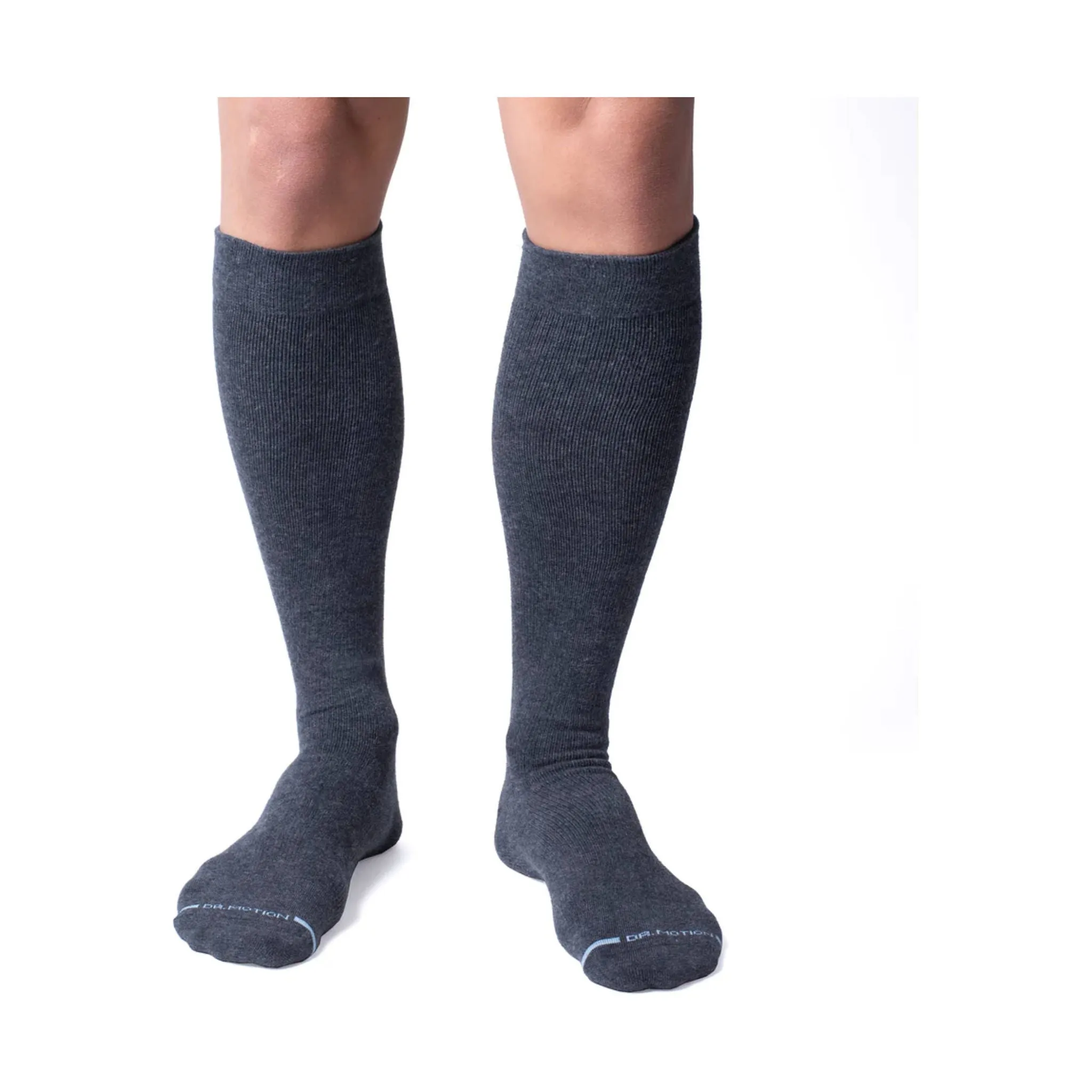 Dr. Motion Men's Solid Cotton Blend Knee High Sock - Grey Heather