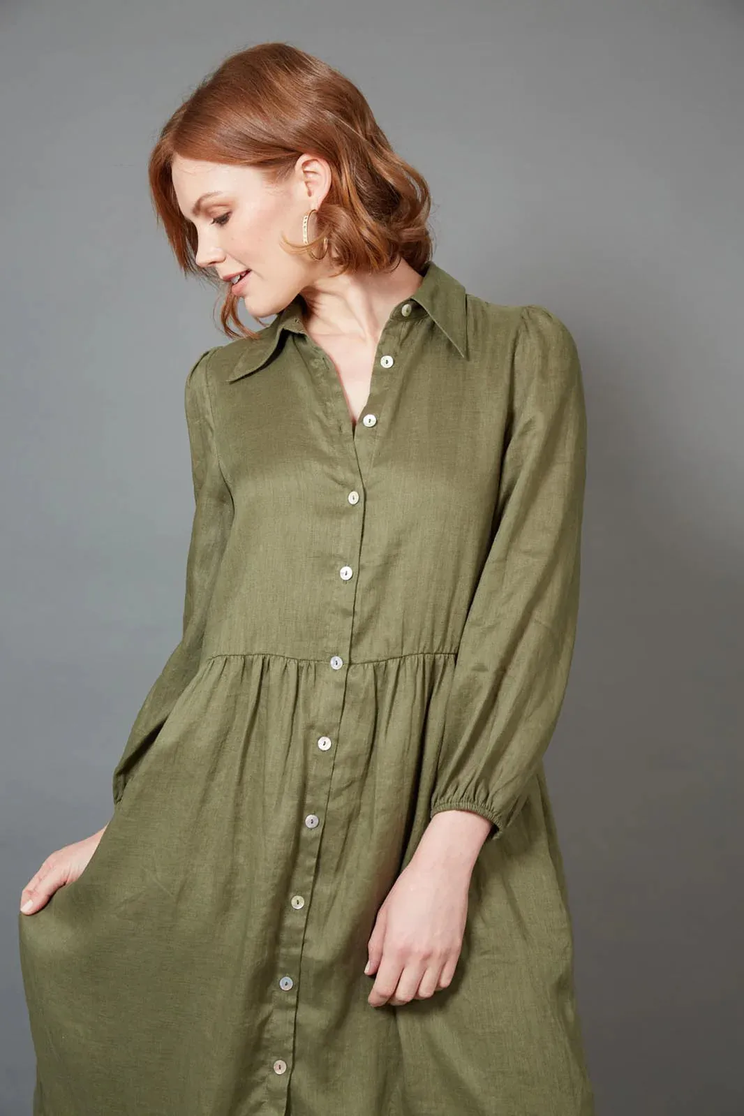 eb&ive - Studio Midi Shirt Dress - Khaki