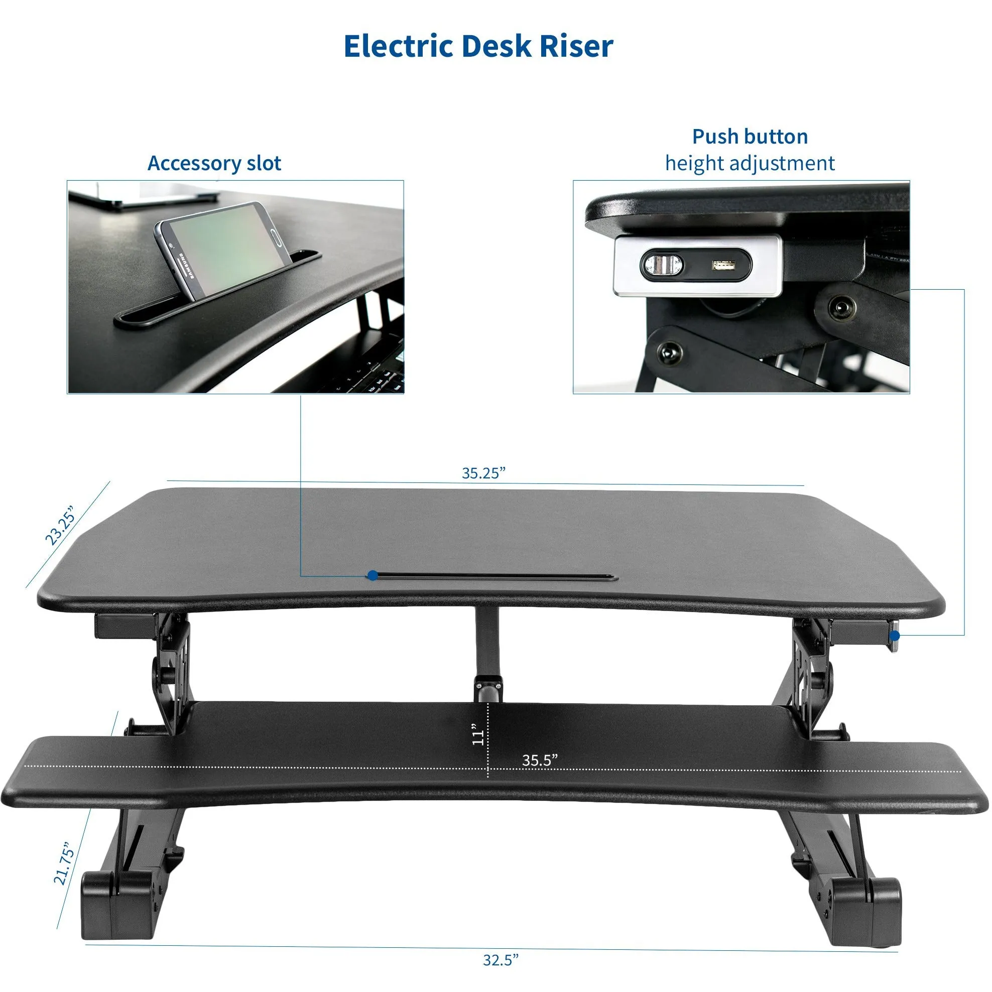 Electric Height Adjustable Standing Desk Converter (36")