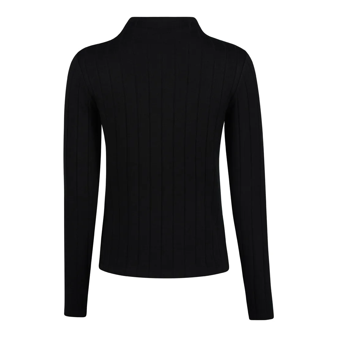 ELIZA BLACK RIB FUNNEL NECK TOP