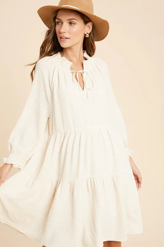 Elsie Ruffle Dress in Cream