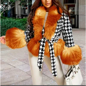 Faux Fur Collar Short Coat