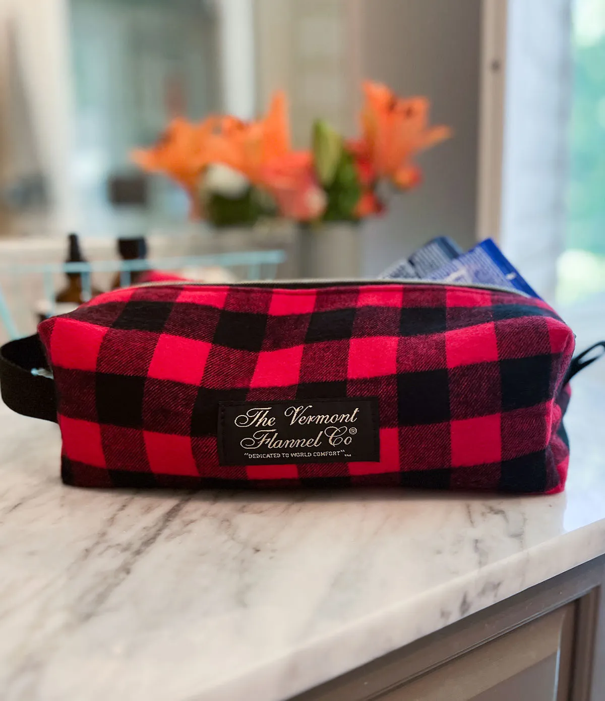 Flannel Toiletry Bag - Red Buffalo