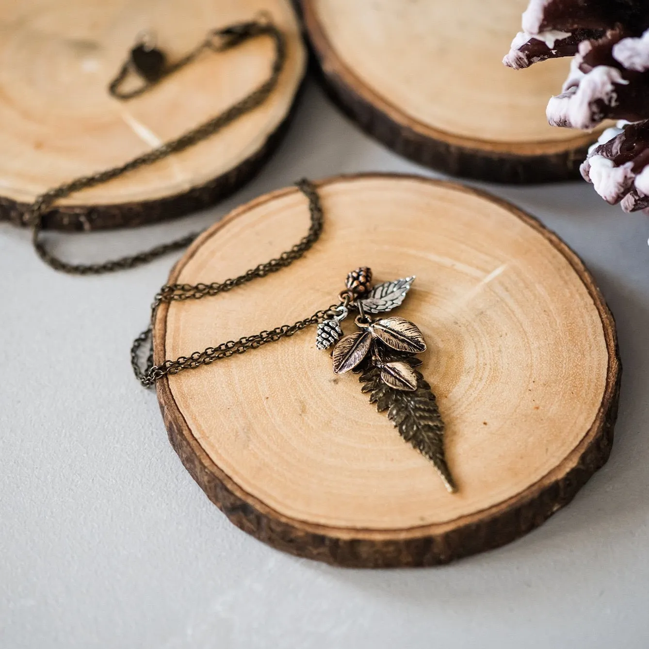 Forest Necklace - Mixed Metals Fern & Leaves