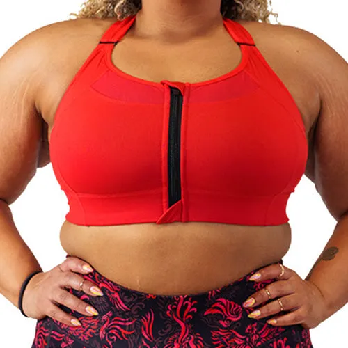 Front Zipper Bra | Fire Red