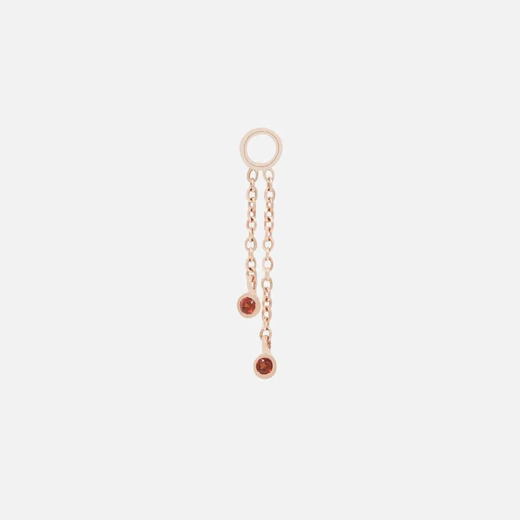 Gemmed Cascade 2 Charm - 14K ROSE - Garnet