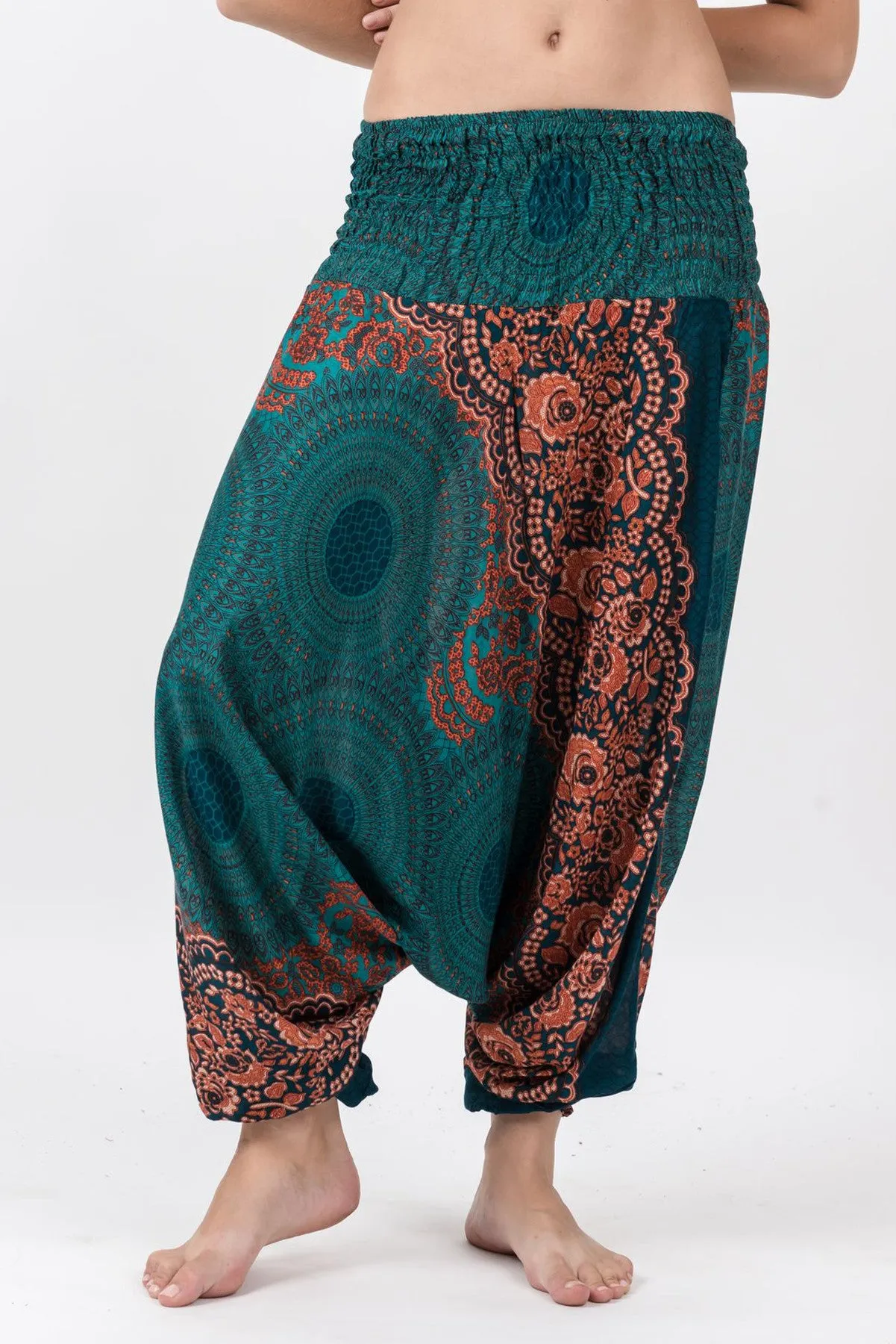 Geometric Mandalas 2-in-1 Jumpsuit Harem Pants in Turquoise