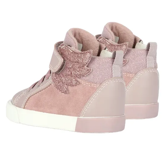 Geox girl's shoe in suede with elastic velcro lace and Kilwi zip B36D5A-022BC-C8056 pink