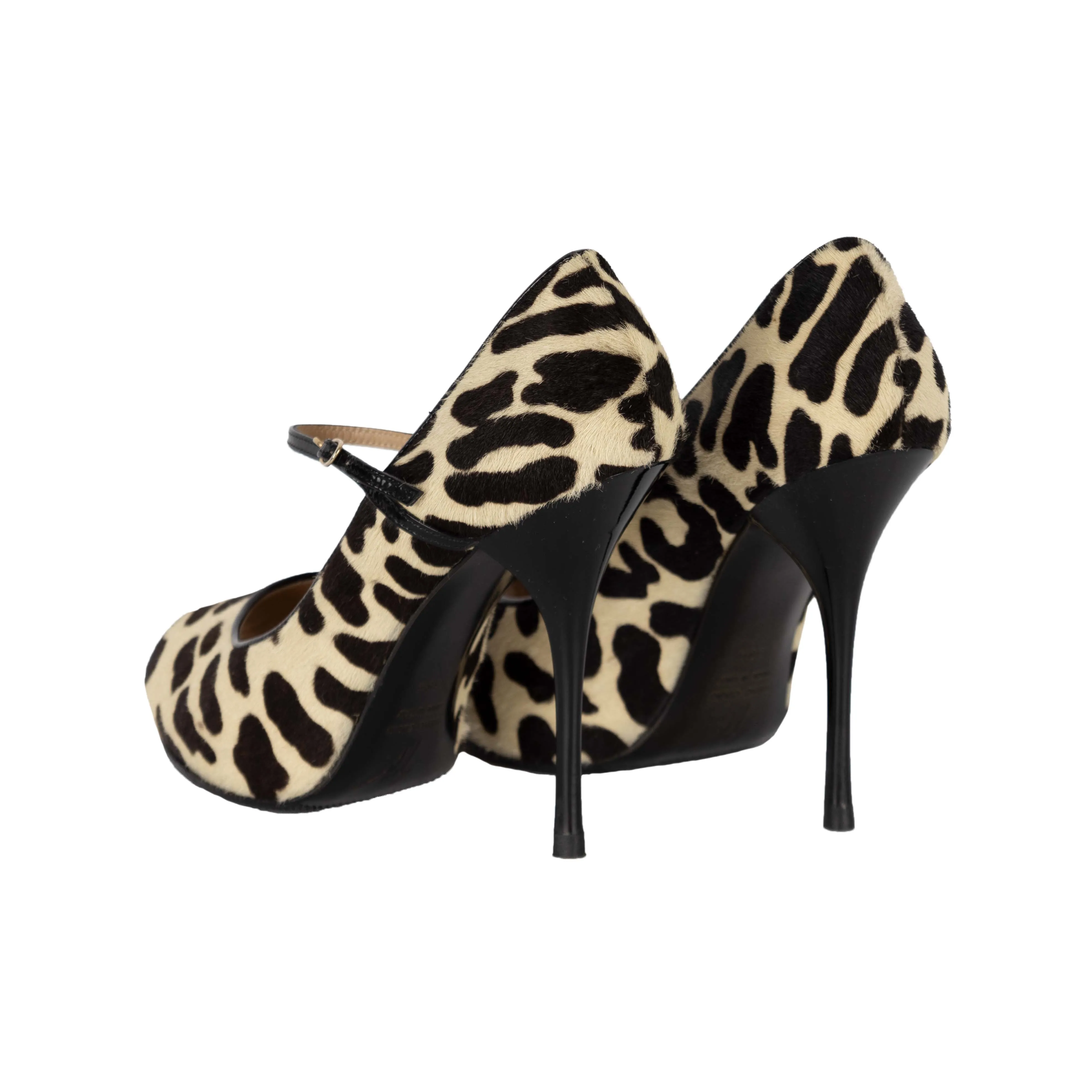 Giuseppe Zanotti Leopard Print Ponyhair Peep-Toe Pumps - '10s